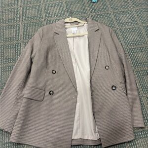 H&M Brown Checkered Blazer